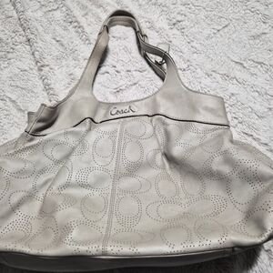 Coach Off-White Perforated Leather Shoulder Bag